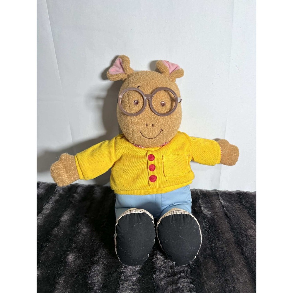 Vintage 1996 Playskool Arthur Aardvark Plush Toy PBS Kids Yellow Sweater 15"